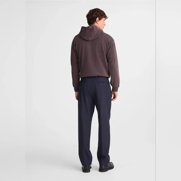 Madewell Men's Cotton-Wool Blend Pleated Trousers Pants Navy 35x32 NWT - Picture 3 of 8